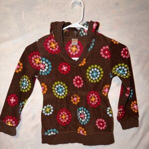 Gymboree Brown V-Neck Fleece with Multicolor Floral Pattern